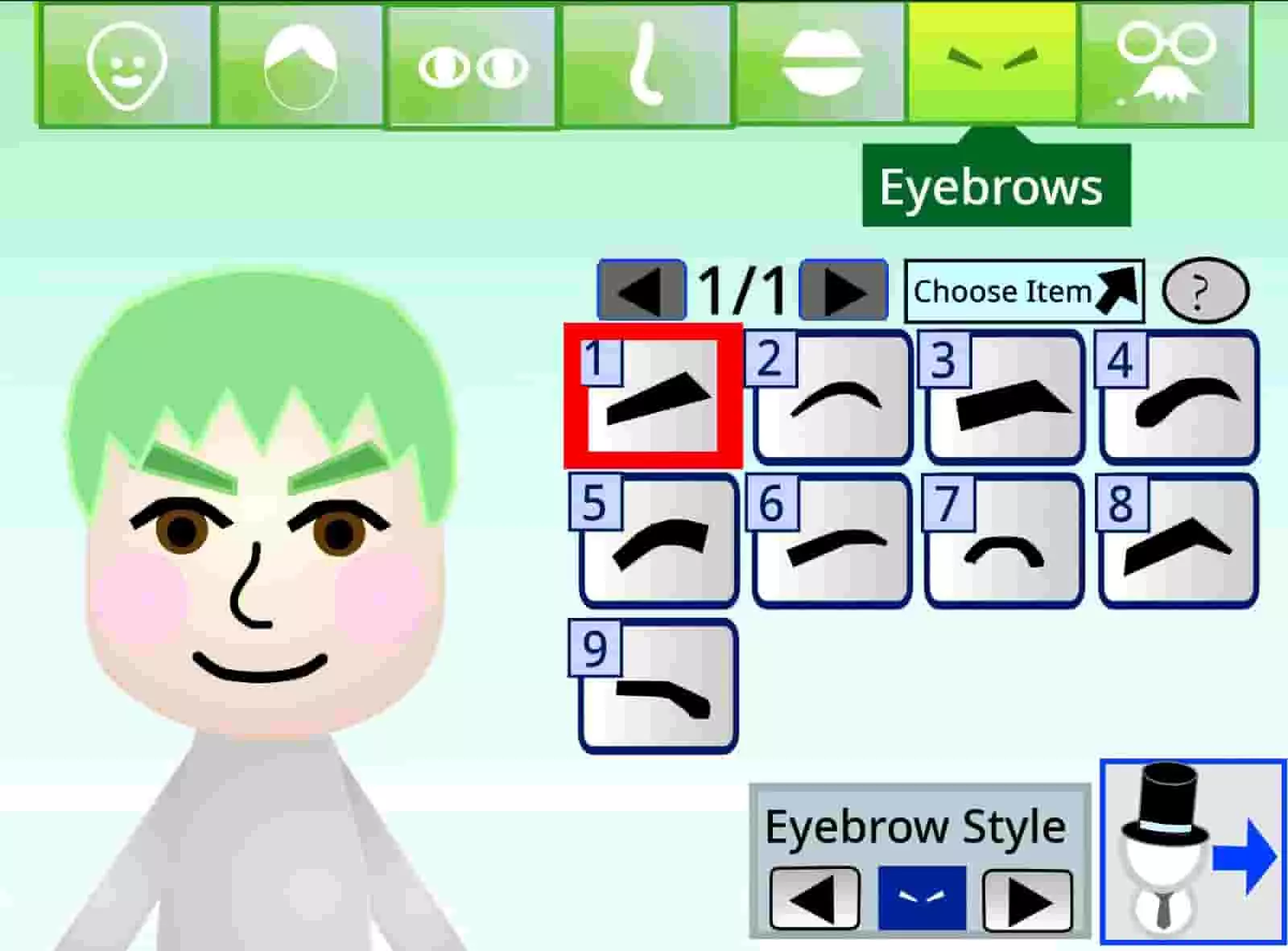 Mii Maker head transformation customization options